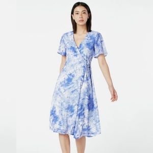 JUST FAB Tie-Dye Wrap Dress